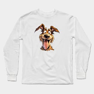 Funny Dog Cartoon Illustration Long Sleeve T-Shirt